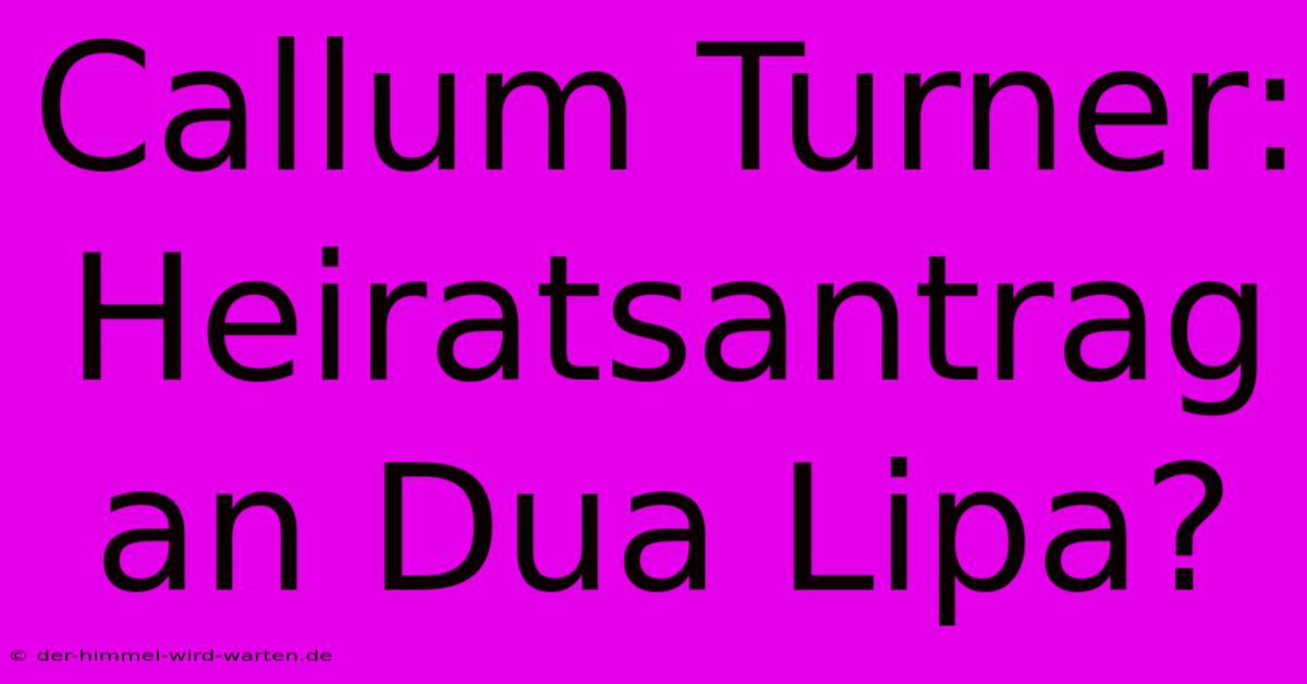 Callum Turner: Heiratsantrag An Dua Lipa?