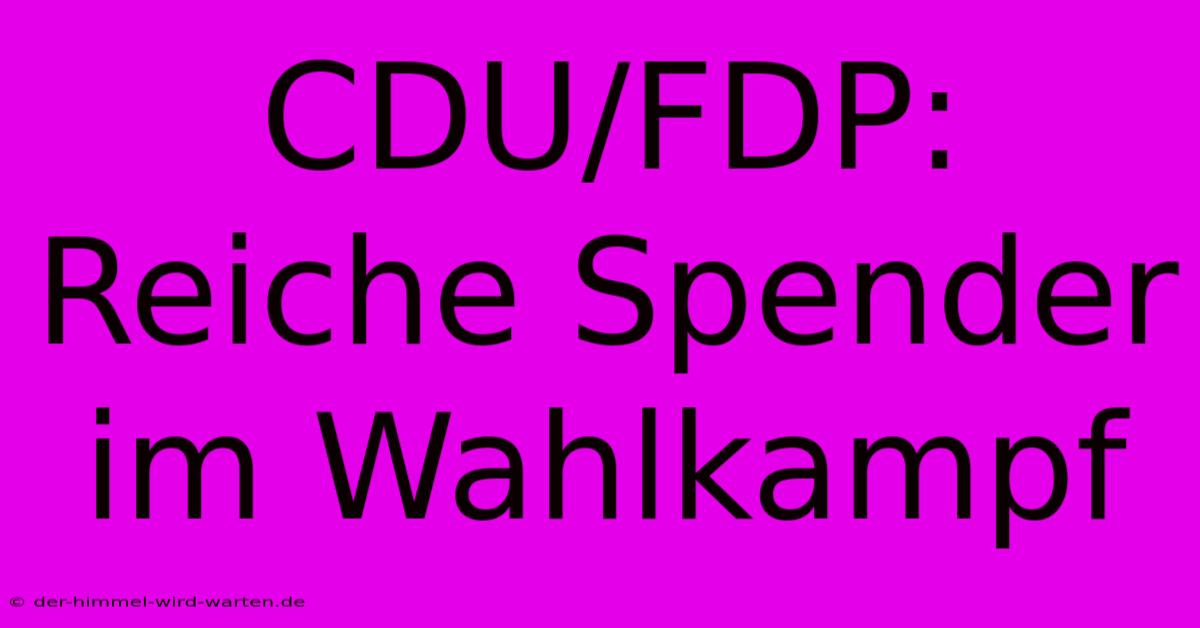 CDU/FDP:  Reiche Spender Im Wahlkampf