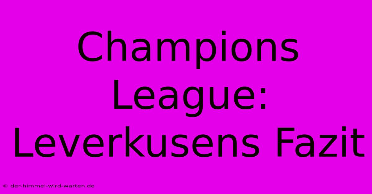 Champions League: Leverkusens Fazit