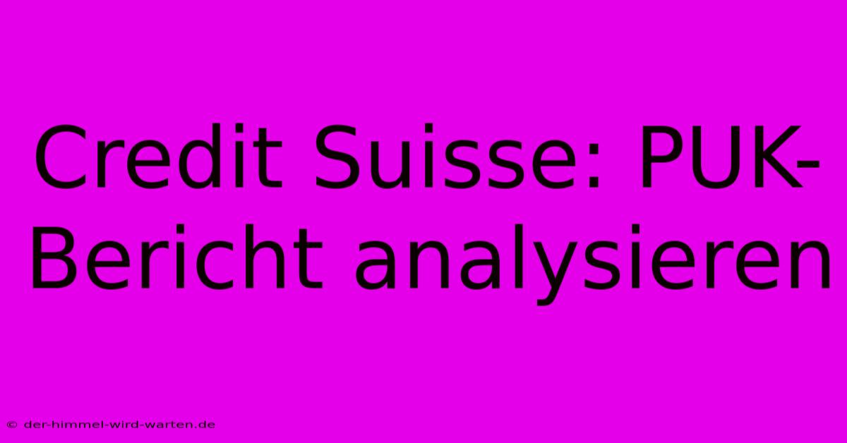 Credit Suisse: PUK-Bericht Analysieren