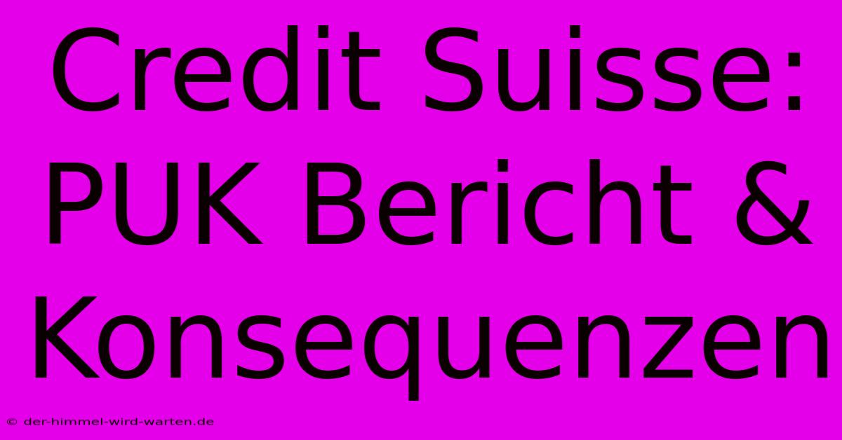 Credit Suisse: PUK Bericht & Konsequenzen