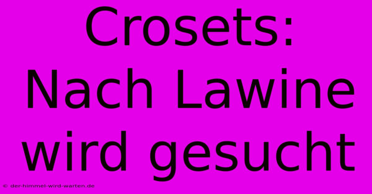 Crosets: Nach Lawine Wird Gesucht