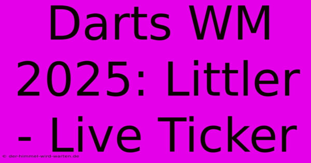 Darts WM 2025: Littler - Live Ticker