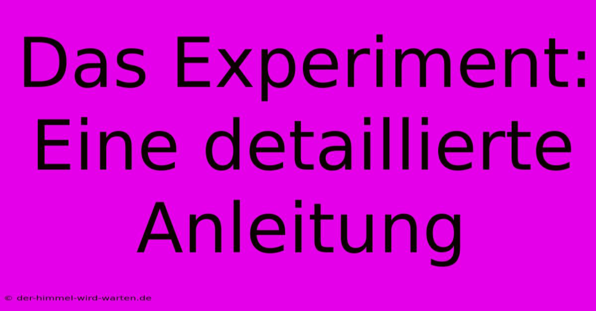 Das Experiment:  Eine Detaillierte Anleitung