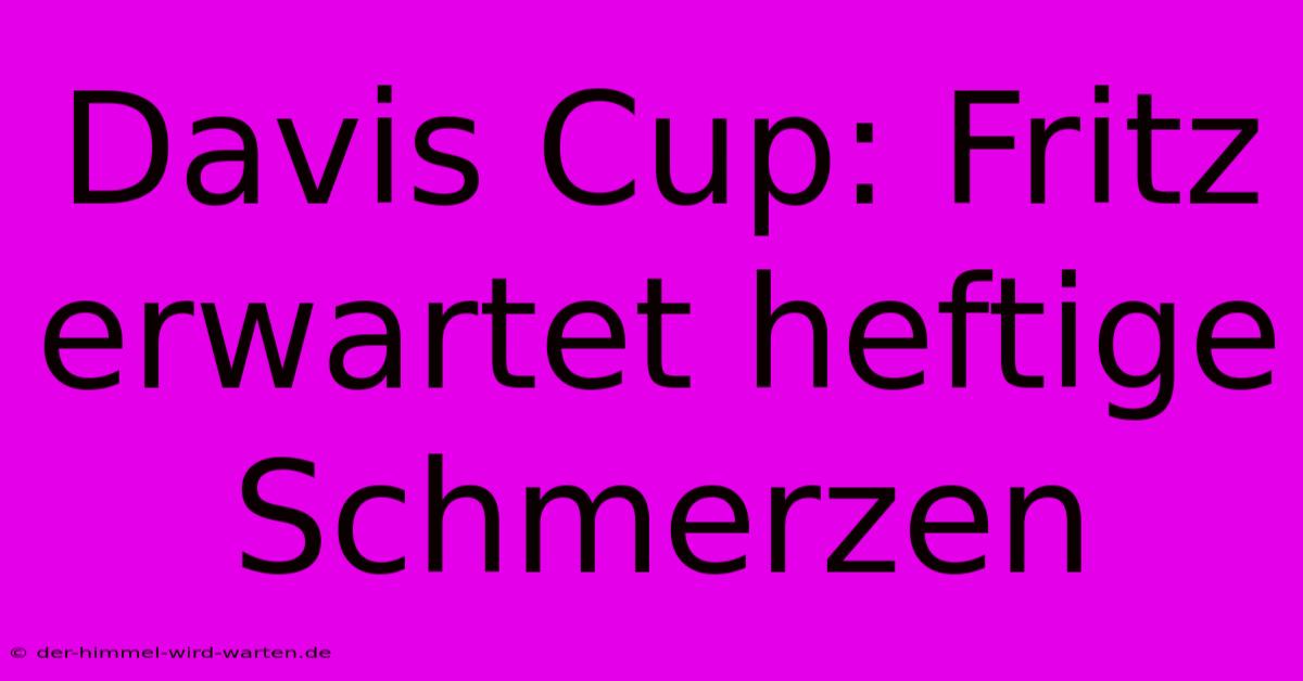 Davis Cup: Fritz Erwartet Heftige Schmerzen