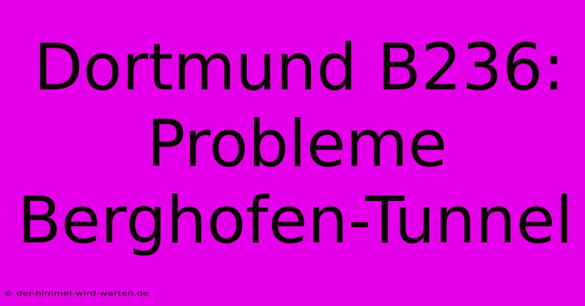 Dortmund B236: Probleme Berghofen-Tunnel