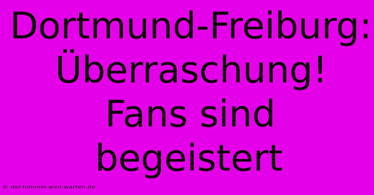 Dortmund-Freiburg: Überraschung! Fans Sind Begeistert