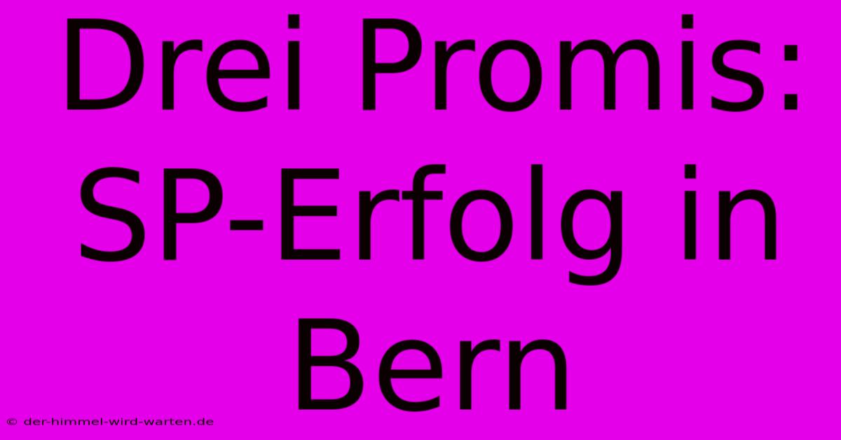 Drei Promis: SP-Erfolg In Bern