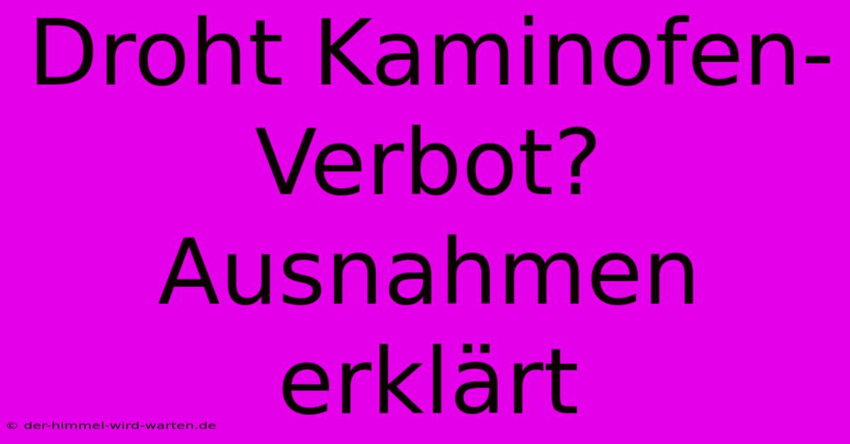 Droht Kaminofen-Verbot?  Ausnahmen Erklärt