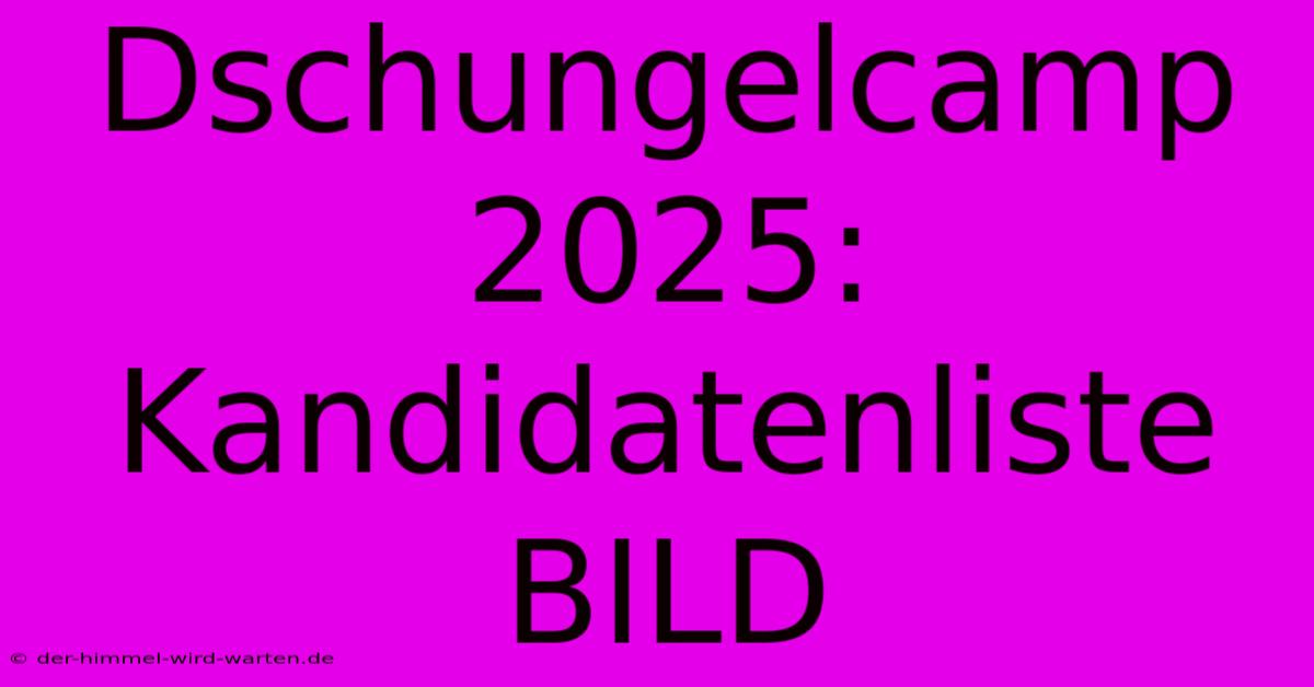 Dschungelcamp 2025: Kandidatenliste BILD