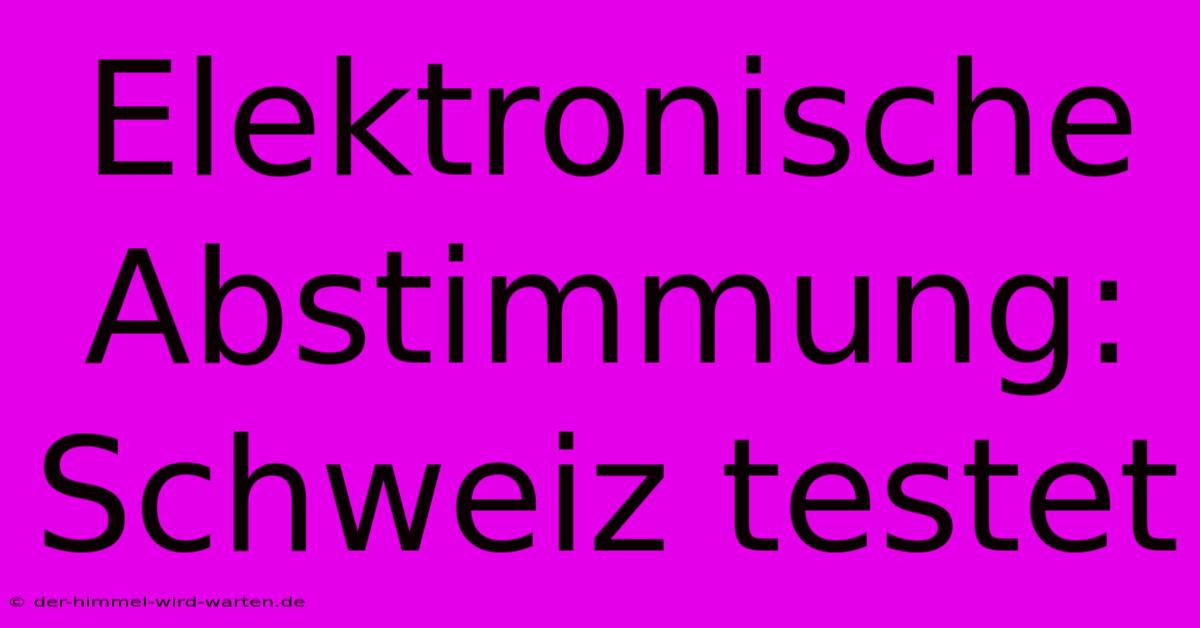 Elektronische Abstimmung: Schweiz Testet