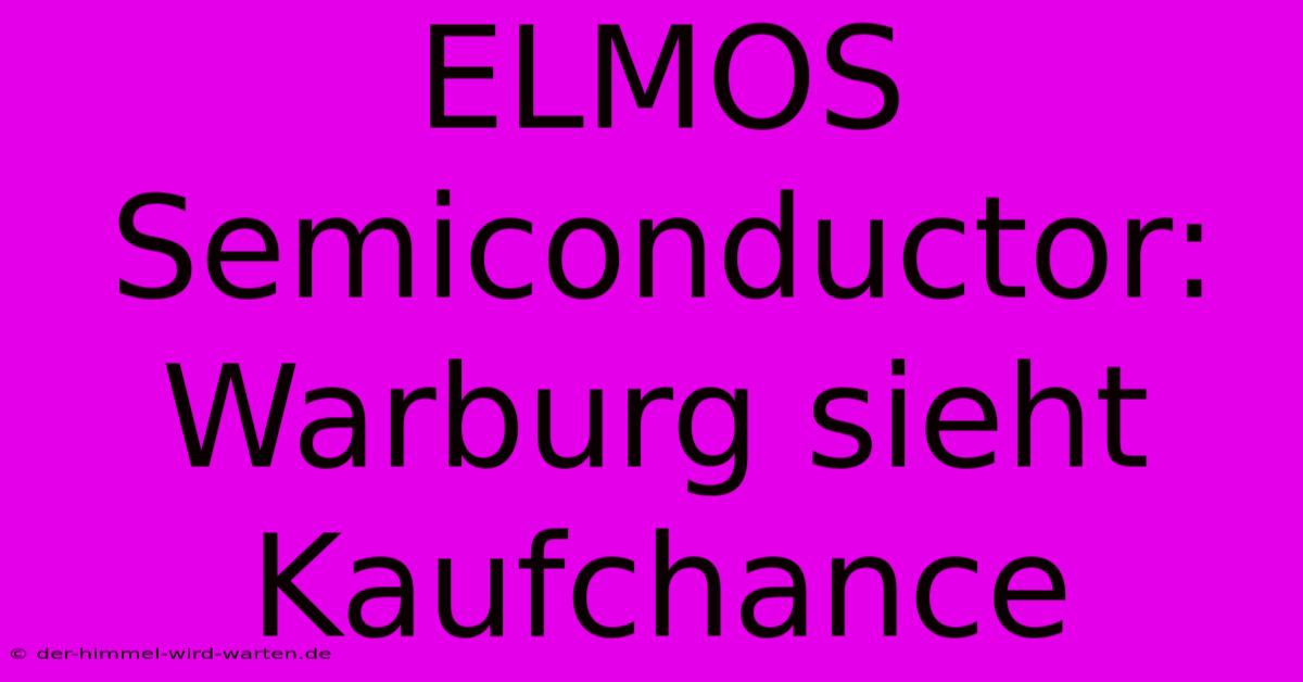 ELMOS Semiconductor: Warburg Sieht Kaufchance