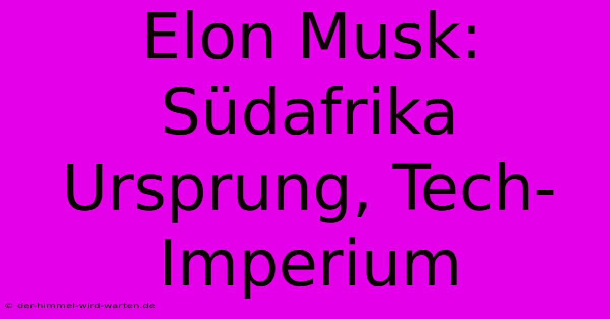 Elon Musk:  Südafrika Ursprung, Tech-Imperium