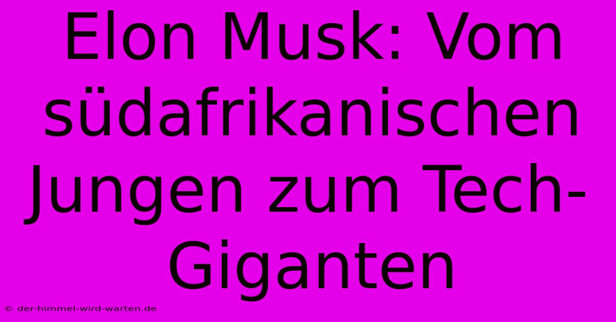 Elon Musk: Vom Südafrikanischen Jungen Zum Tech-Giganten