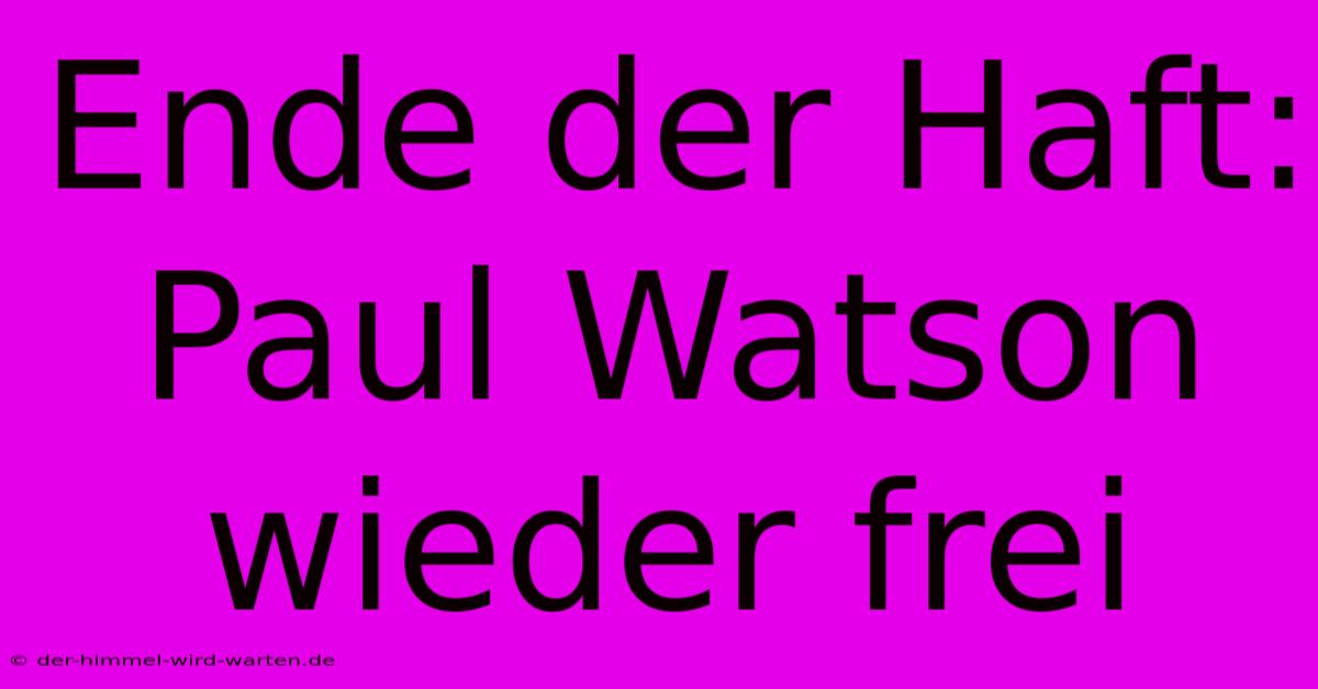 Ende Der Haft: Paul Watson Wieder Frei