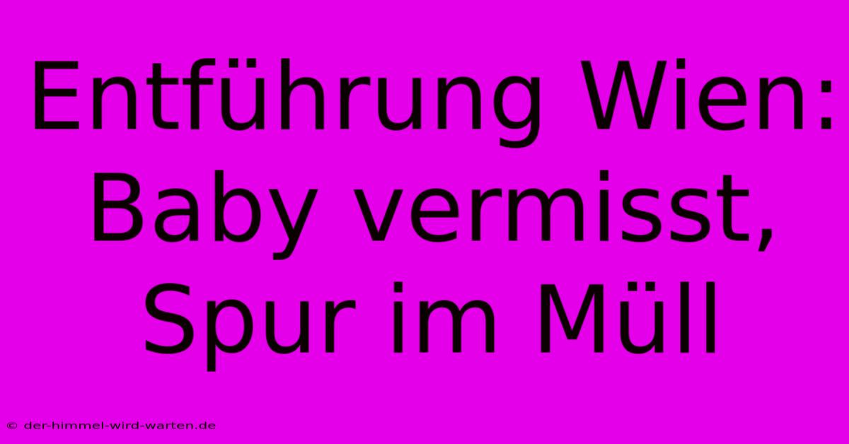 Entführung Wien: Baby Vermisst, Spur Im Müll