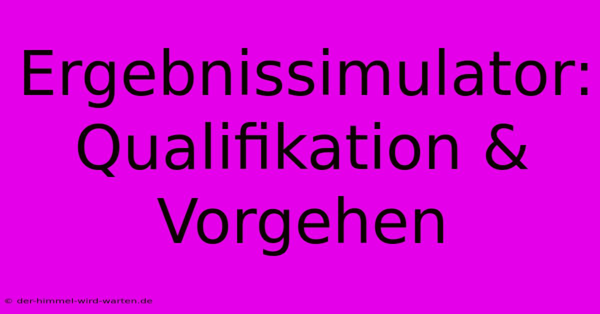 Ergebnissimulator: Qualifikation & Vorgehen