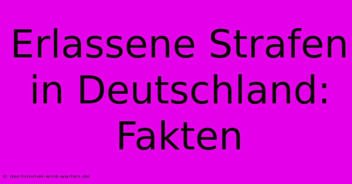 Erlassene Strafen In Deutschland: Fakten