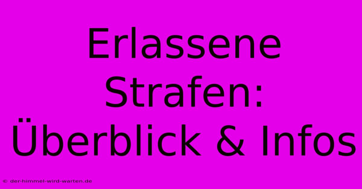 Erlassene Strafen: Überblick & Infos