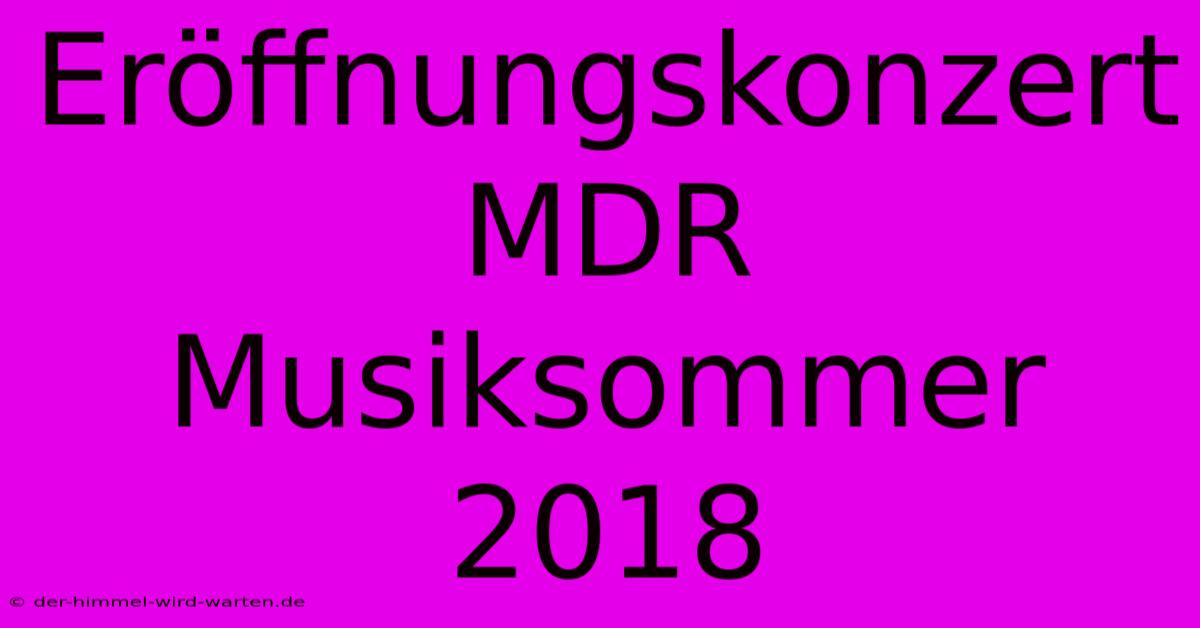 Eröffnungskonzert MDR Musiksommer 2018