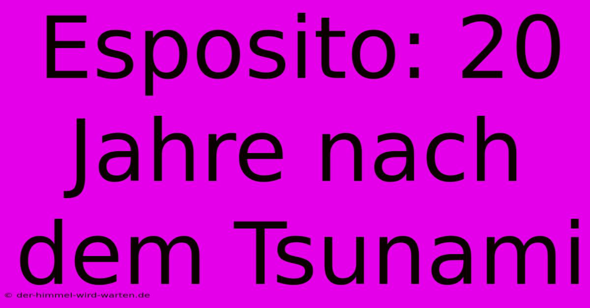 Esposito: 20 Jahre Nach Dem Tsunami