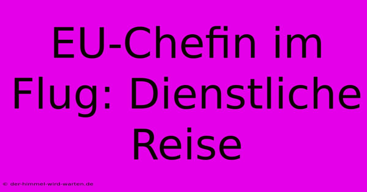 EU-Chefin Im Flug: Dienstliche Reise