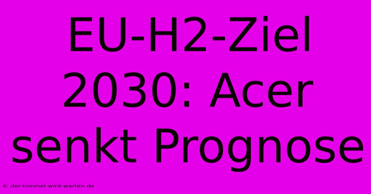 EU-H2-Ziel 2030: Acer Senkt Prognose