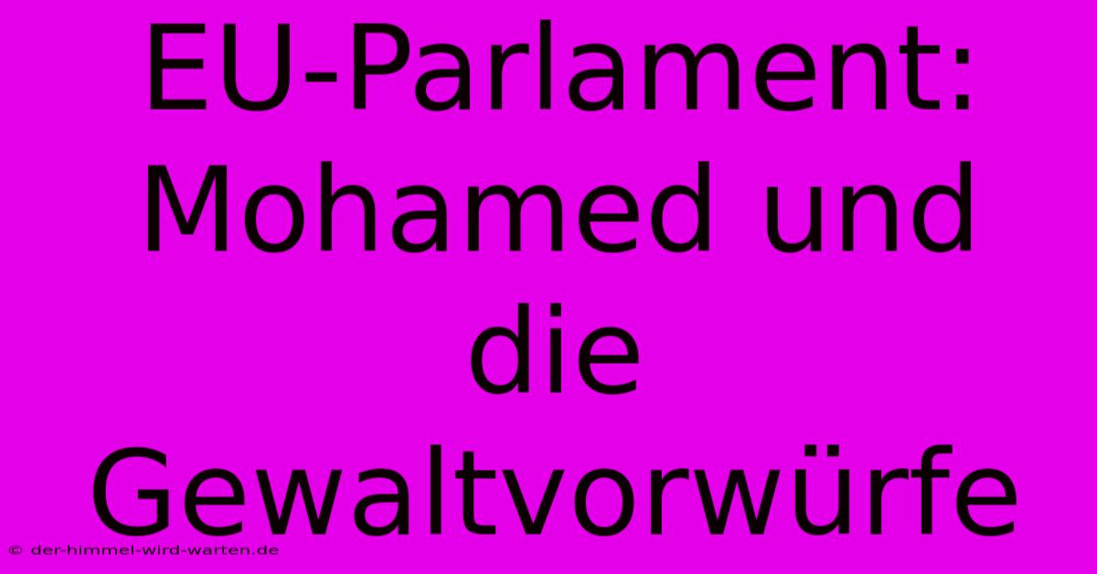 EU-Parlament:  Mohamed Und Die Gewaltvorwürfe