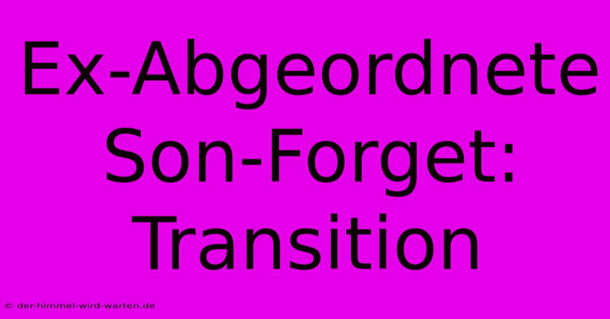 Ex-Abgeordnete Son-Forget: Transition