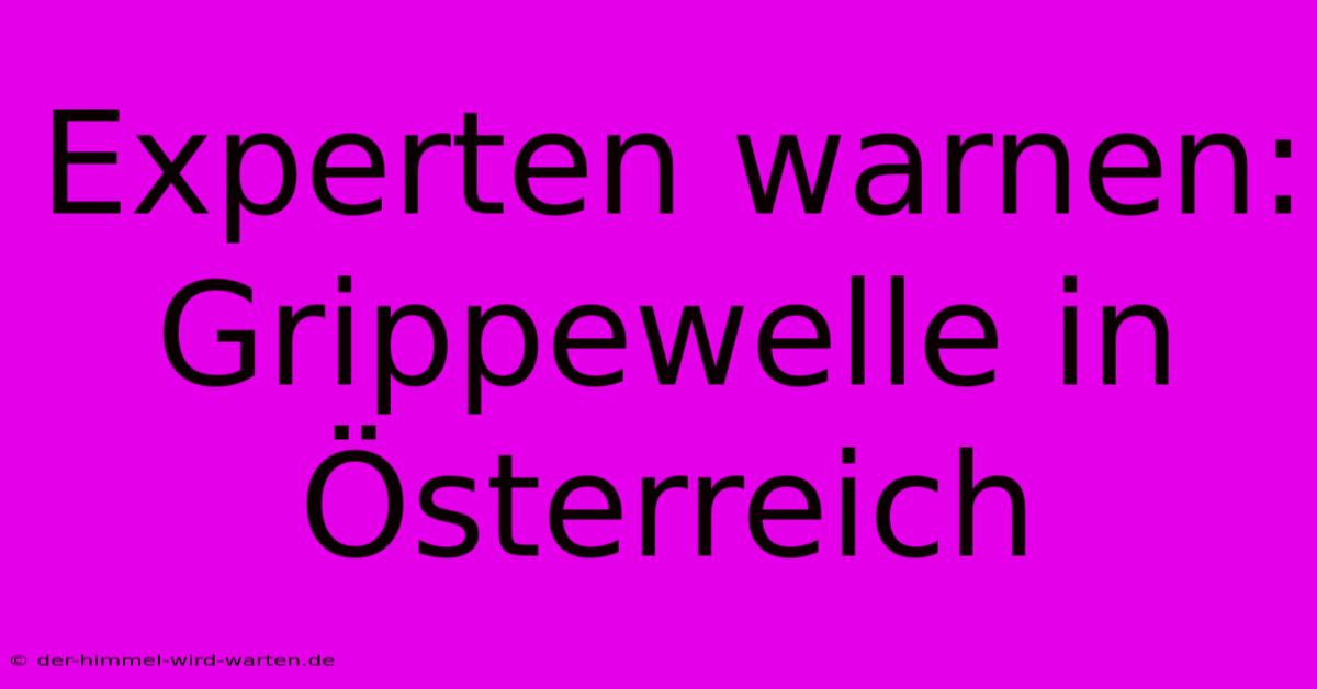 Experten Warnen: Grippewelle In Österreich