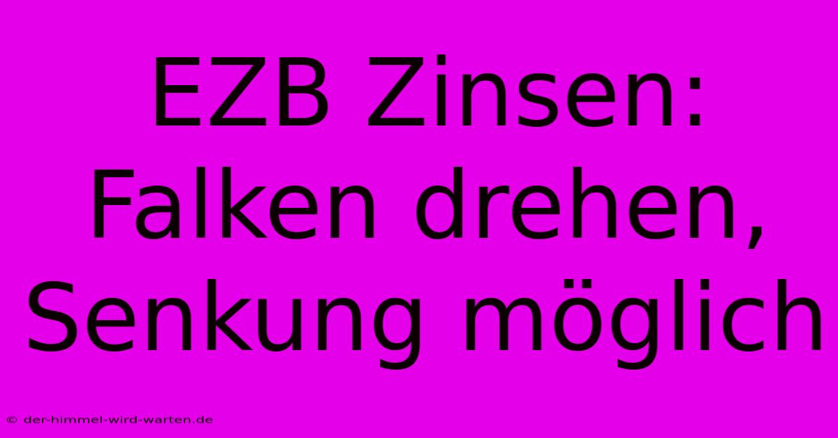 EZB Zinsen: Falken Drehen,  Senkung Möglich