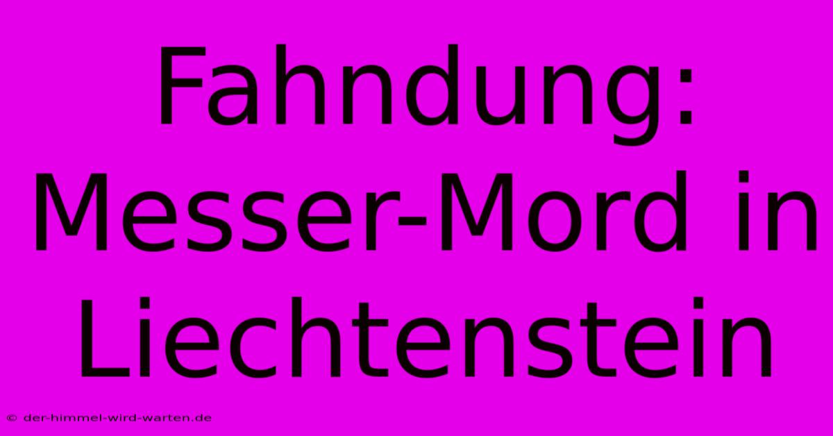 Fahndung: Messer-Mord In Liechtenstein