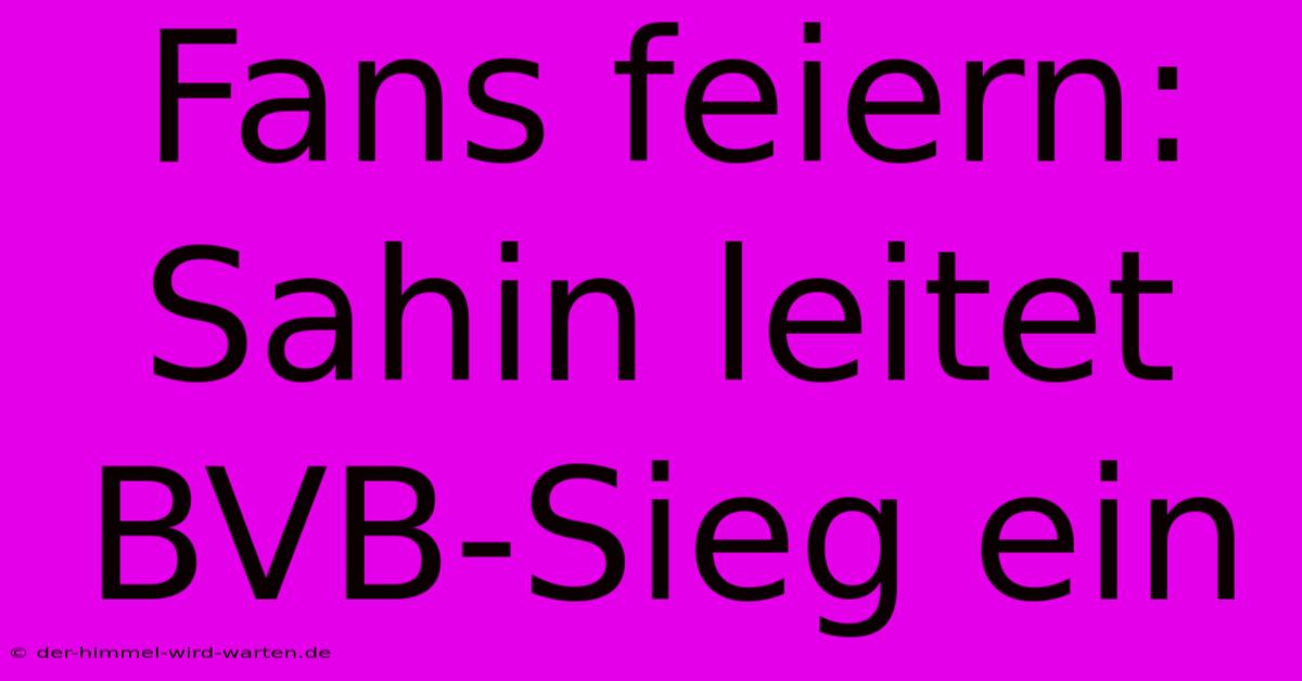 Fans Feiern: Sahin Leitet BVB-Sieg Ein