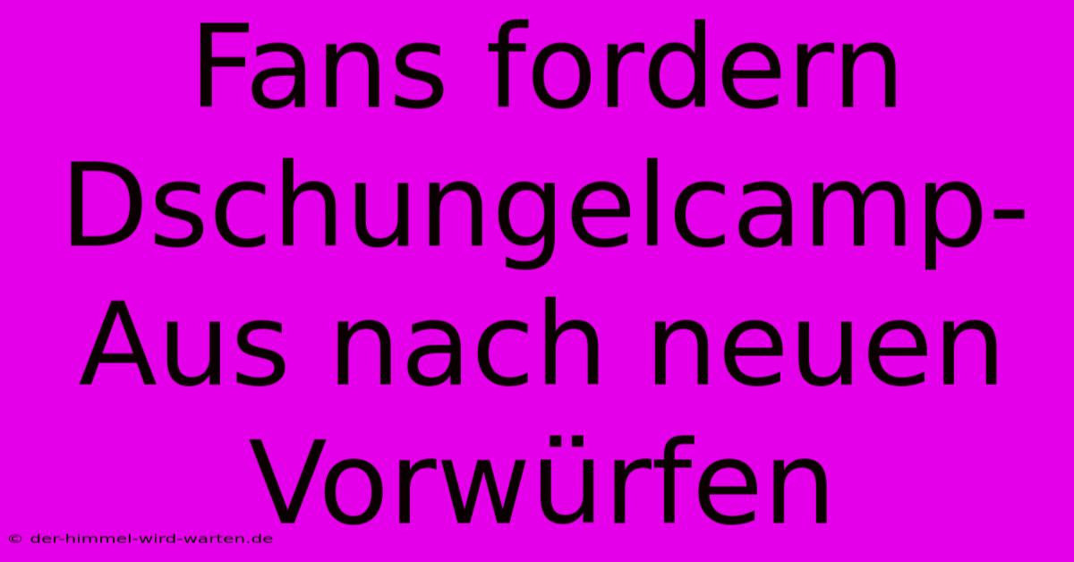 Fans Fordern Dschungelcamp-Aus Nach Neuen Vorwürfen