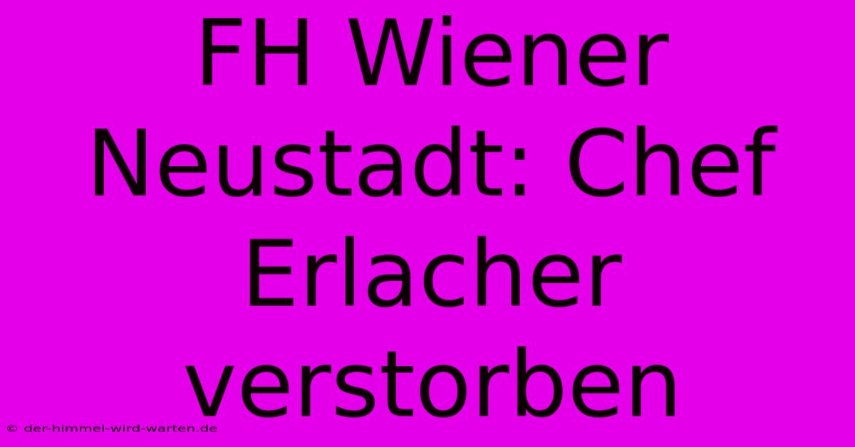 FH Wiener Neustadt: Chef Erlacher Verstorben