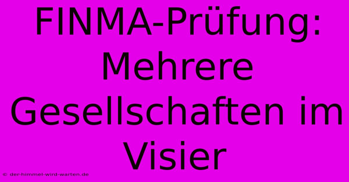 FINMA-Prüfung: Mehrere Gesellschaften Im Visier