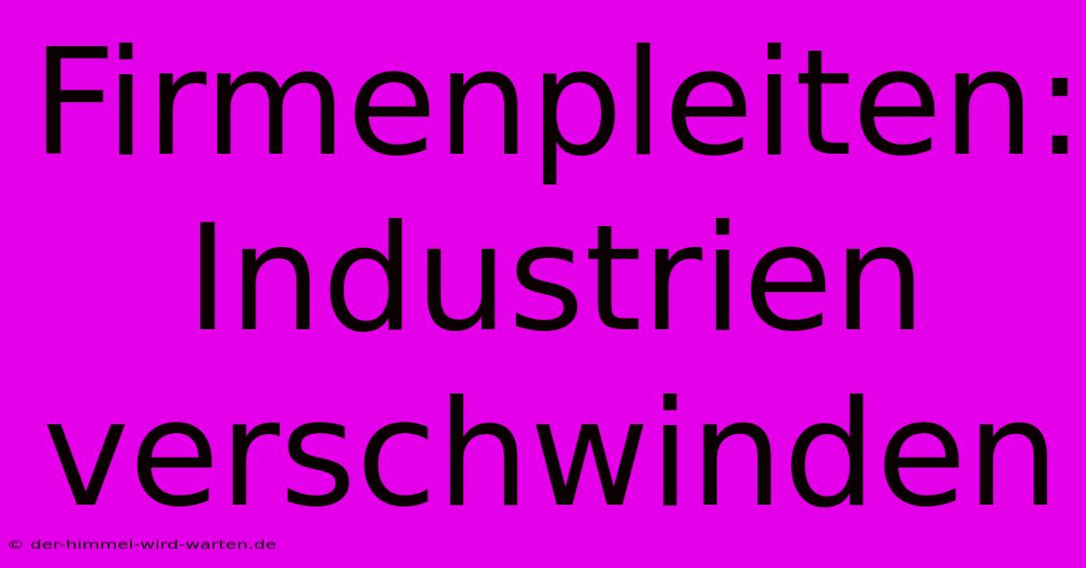 Firmenpleiten: Industrien Verschwinden