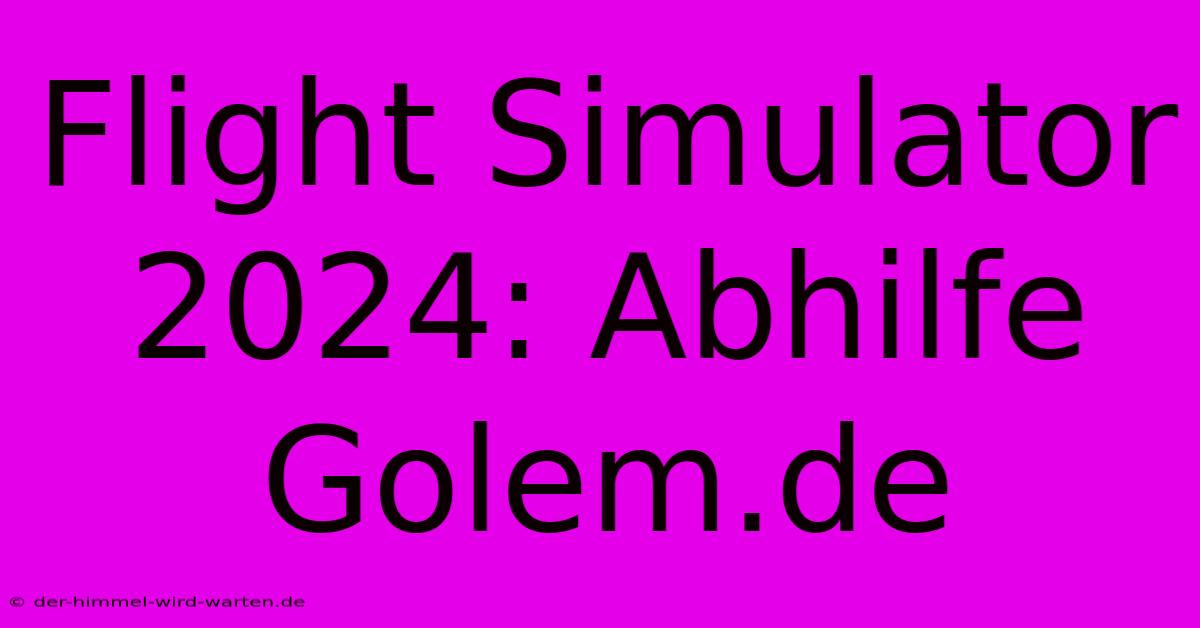 Flight Simulator 2024: Abhilfe Golem.de