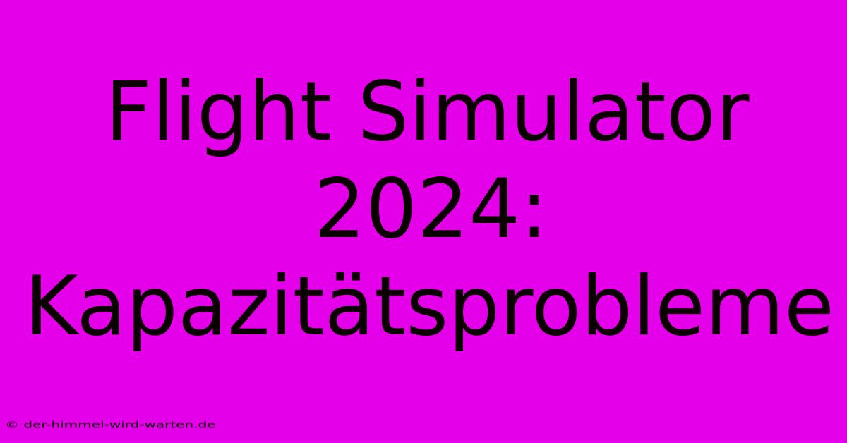 Flight Simulator 2024: Kapazitätsprobleme