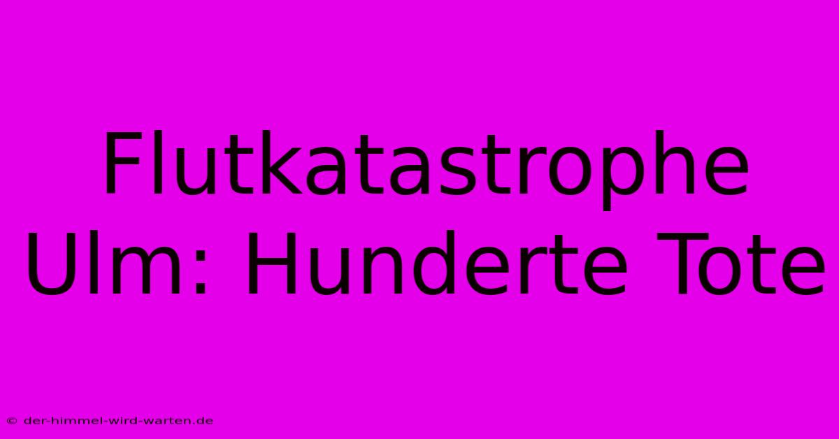 Flutkatastrophe Ulm: Hunderte Tote