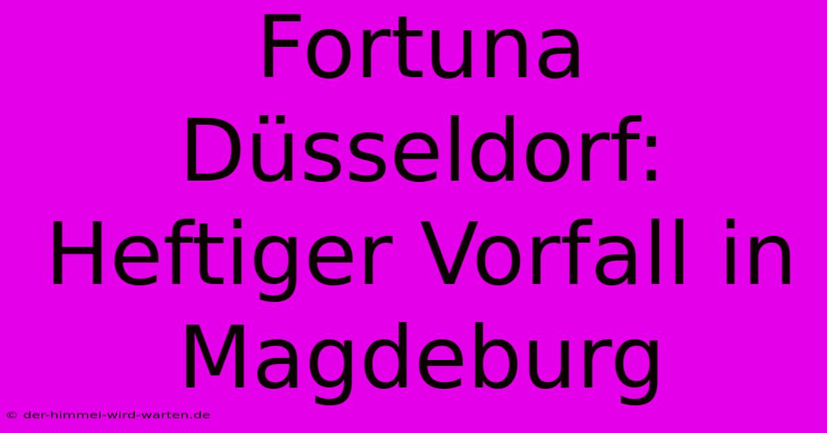 Fortuna Düsseldorf: Heftiger Vorfall In Magdeburg