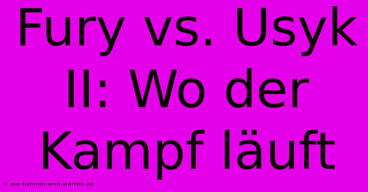 Fury Vs. Usyk II: Wo Der Kampf Läuft