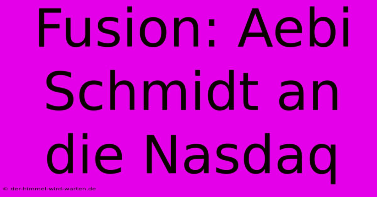 Fusion: Aebi Schmidt An Die Nasdaq