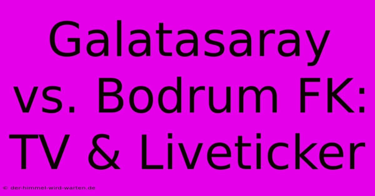 Galatasaray Vs. Bodrum FK: TV & Liveticker