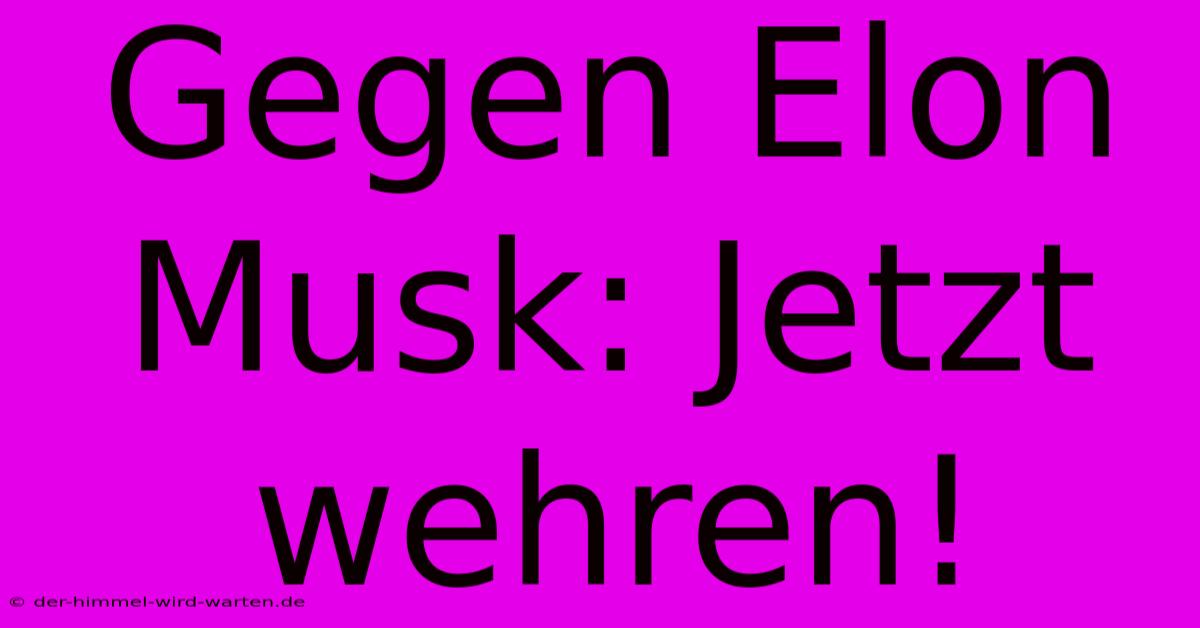 Gegen Elon Musk: Jetzt Wehren!