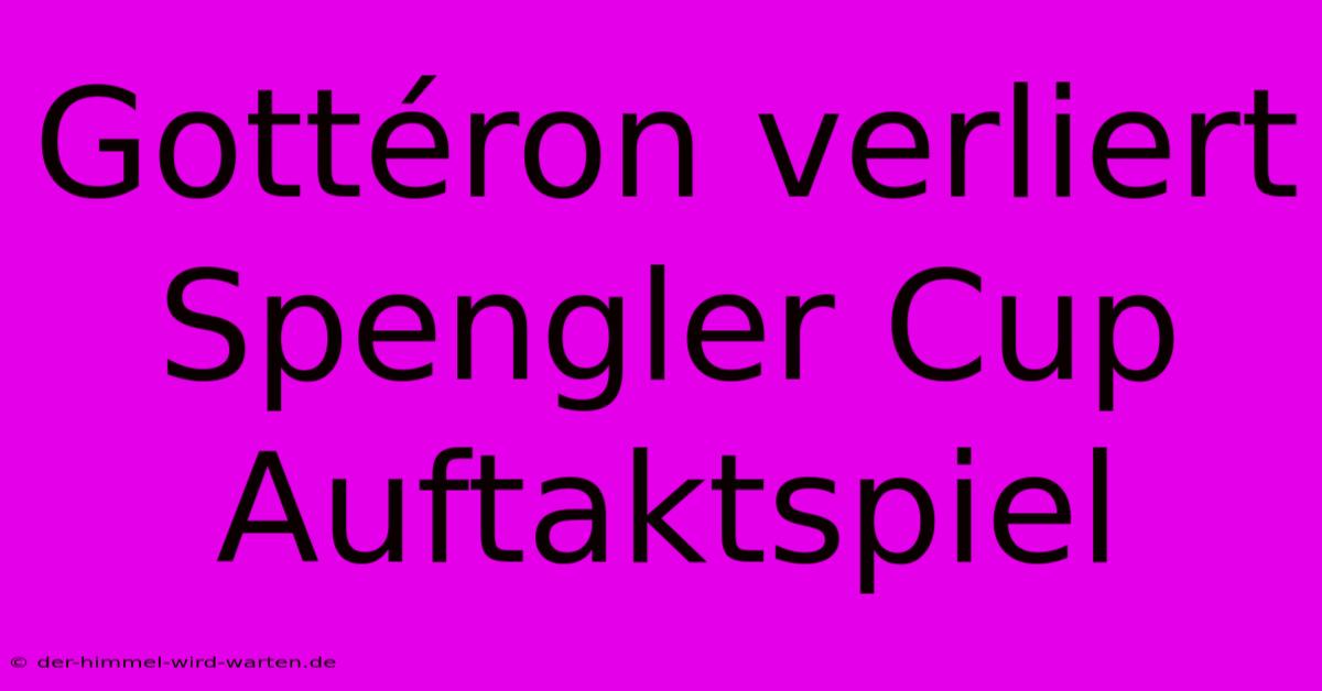 Gottéron Verliert Spengler Cup Auftaktspiel