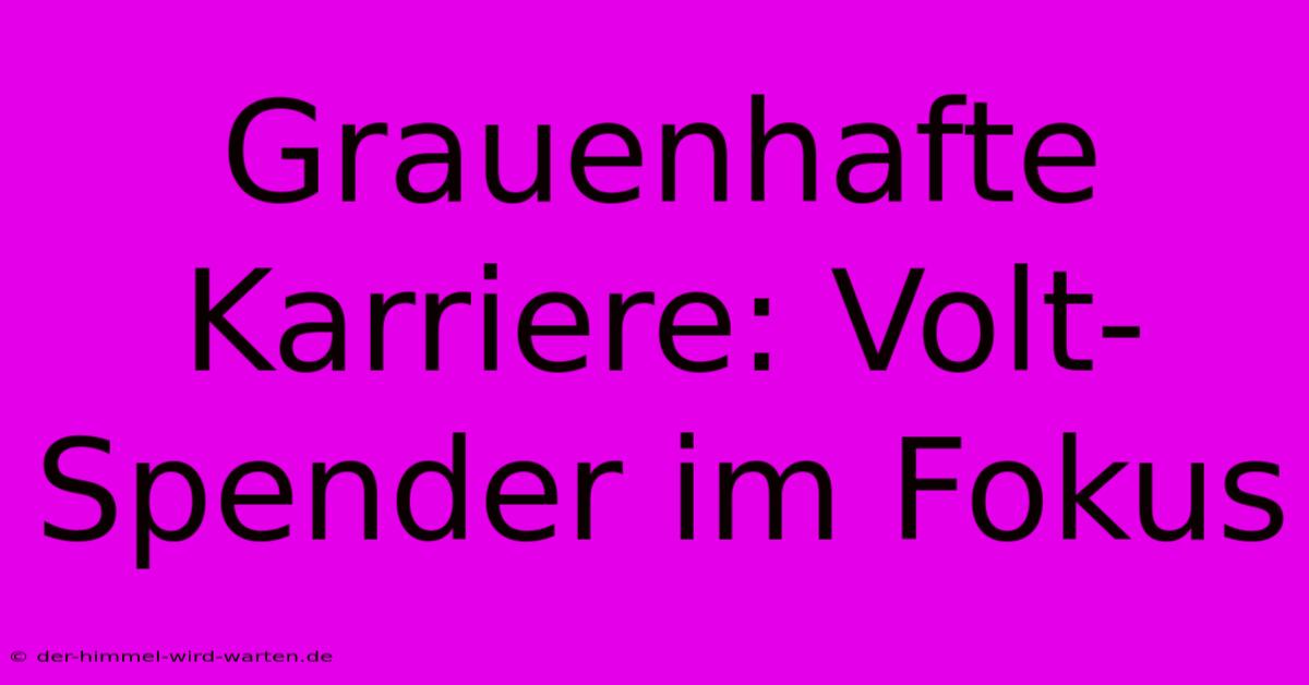 Grauenhafte Karriere: Volt-Spender Im Fokus