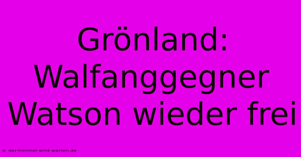 Grönland: Walfanggegner Watson Wieder Frei