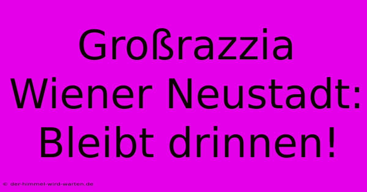 Großrazzia Wiener Neustadt: Bleibt Drinnen!