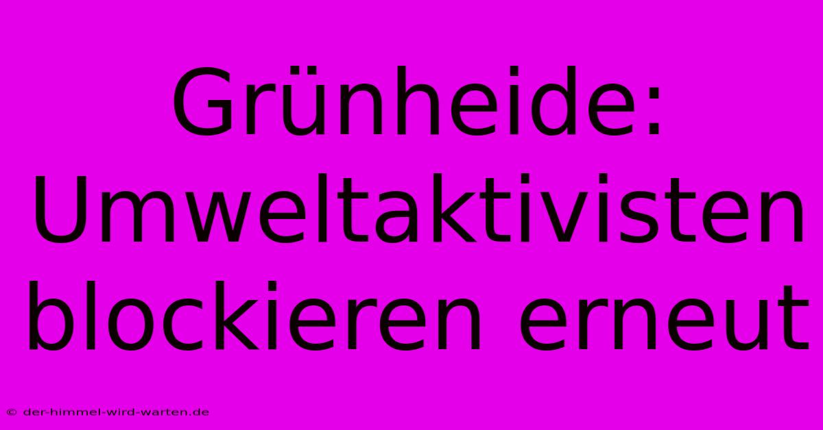 Grünheide: Umweltaktivisten Blockieren Erneut